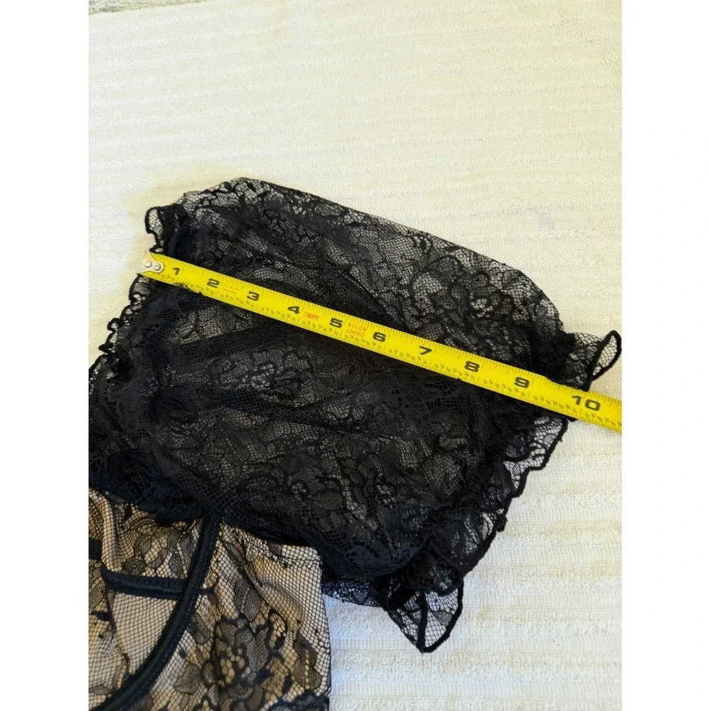 SHEIN Curve Plus Size Black Lace Corset Bustier Crop Top Puff Sleeve 1XL